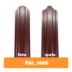 Șipcă metalică zincată vopsită Standard pentru gard, vișiniu RAL 3005 lucios față-spate, 0.40 mm 1500 x 90 mm