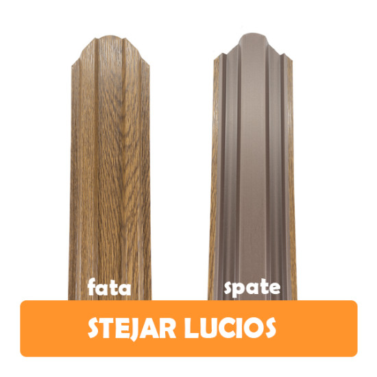 Șipcă metalică zincată Standard pentru gard, imitație lemn stejar față lucios spate, 0.40 mm 1000 x 90 mm