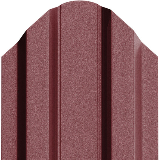 Șipcă metalică zincată vopsită Premium pentru gard, vișiniu RAL 3005 față-spate mat, 0.45 mm 1300 x 100 mm