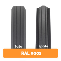 Șipcă metalică zincată vopsită Premium pentru gard, negru RAL 9005 față-spate mat, 0.45 mm 1000 x 100 mm
