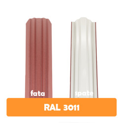 Șipcă metalică zincată vopsită Premium pentru gard, roșu RAL 3011 față mat spate grund, 0.50 mm 1000 x 100 mm