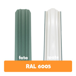Șipcă metalică zincată vopsită Premium pentru gard, verde RAL 6005 față mat spate grund, 0.50 mm 1000 x 100 mm