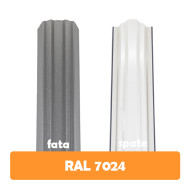 Șipcă metalică zincată vopsită Premium pentru gard, gri RAL 7024 față mat spate grund, 0.50 mm 1000 x 100 mm