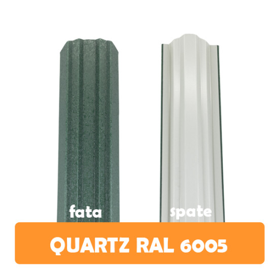Șipcă metalică zincată vopsită Premium pentru gard, verde RAL 6005 față supermat spate grund, 0.50 mm 2000 x 100 mm