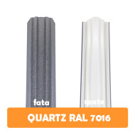 Șipcă metalică zincată vopsită Premium pentru gard, gri antracit RAL 7016 față supermat spate grund, 0.50 mm 1000 x 100 mm