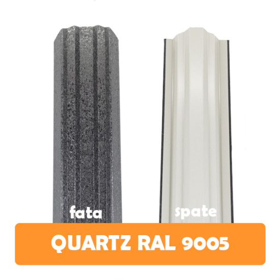 Șipcă metalică zincată vopsită Premium pentru gard, negru RAL 9005 față supermat spate grund, 0.50 mm 1700 x 100 mm
