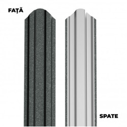 Șipcă metalică zincată vopsită Standard pentru gard, gri RAL 7024 lucios, 0.40 mm 1000 x 90 mm