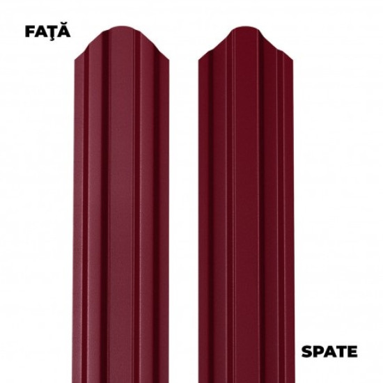 Șipcă metalică zincată vopsită Standard pentru gard, vișiniu RAL 3005 mat față-spate, 0.40 mm 1700 x 90 mm