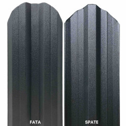 Șipcă metalică zincată vopsită Standard pentru gard, gri RAL 7024 mat față-spate, 0.40 mm 1000 x 90 mm