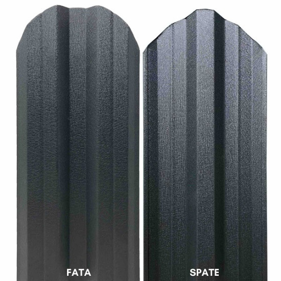 Șipcă metalică zincată vopsită Standard pentru gard, gri RAL 7024 mat față-spate, 0.40 mm 1300 x 90 mm