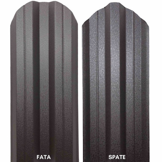 Șipcă metalică zincată vopsită Standard pentru gard, maro închis RAL 8019 mat față-spate, 0.40 mm 1300 x 90 mm