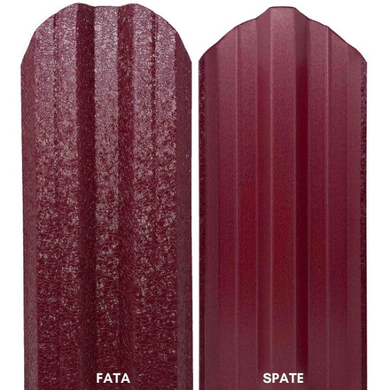 Șipcă metalică zincată vopsită Standard pentru gard, vișiniu RAL 3005 față mat spate lucios, 0.40 mm 1000 x 90 mm