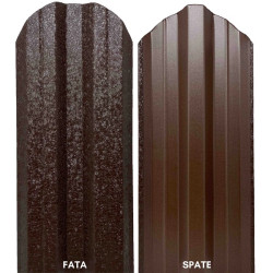 Șipcă metalică zincată vopsită Standard pentru gard, maro închis RAL 8019 față mat spate lucios, 0.40 mm 1000 x 90 mm