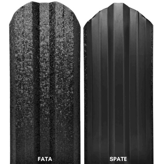 Șipcă metalică zincată vopsită Standard pentru gard, negru RAL 9005 față mat spate lucios, 0.40 mm 1000 x 90 mm