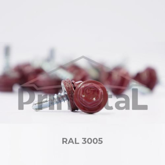 Șurub autoforant pentru lemn, vișiniu RAL 3005, 4.8 x 20 mm, 250 buc / cutie